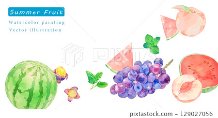 Watercolor vector illustration of summer fruits 129027056