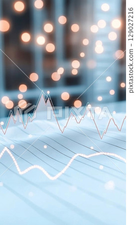 Financial market chart with crisis concept in abstract bokeh background 129027216