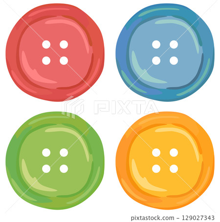 彩色按鈕插圖集縫紉向量素材 彩色按鈕插圖集縫紉向量素材 129027343