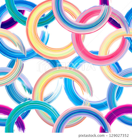 Seamless vector abstract pattern with colorful circular brushstrokes. Bright and dynamic design perfect for backgrounds, prints, textiles Seamless vector abstract pattern with colorful circular brushstrokes. Bright and dynamic design perfect for backgrounds, prints, textiles 129027352