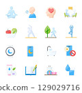 Wellness Lifestyle Icon Set Flat Pastel Design 129029716