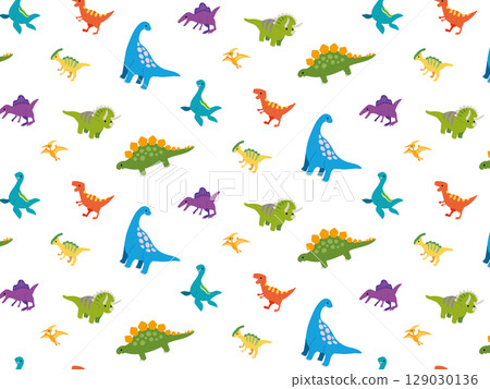 Cute dinosaur pattern background illustration 129030136