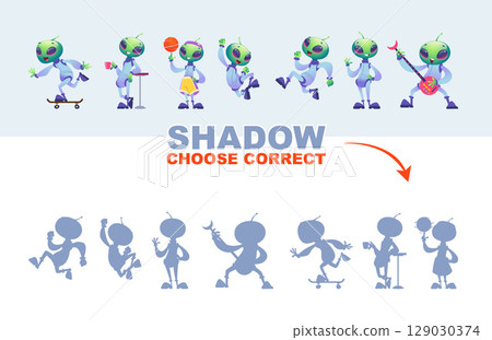 Shadow correct. smart game for kids choice shadow of alien characters 129030374