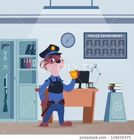 Police animal. police station character standing in uniform 129030375