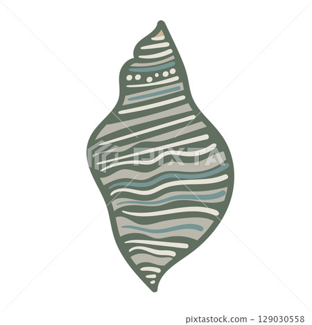 Vector illustration of a single colored sea shell on white background. Elegant drawing for coastal graphic compositions. Vector illustration of a single colored sea shell on white background. Elegant drawing for coastal graphic compositions. 129030558