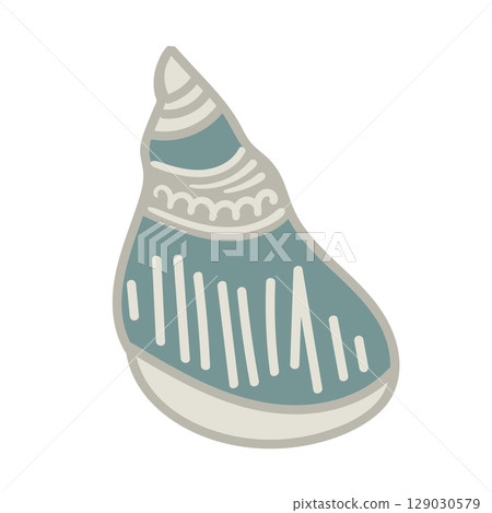 Vector illustration of a single colored sea shell on white background. Elegant drawing for coastal graphic compositions. Vector illustration of a single colored sea shell on white background. Elegant drawing for coastal graphic compositions. 129030579
