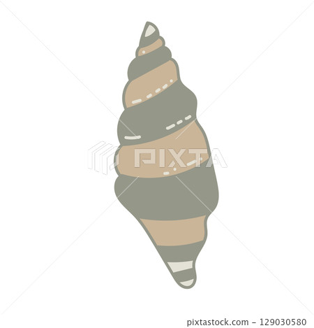 Vector illustration of a single colored sea shell on white background. Elegant drawing for coastal graphic compositions. Vector illustration of a single colored sea shell on white background. Elegant drawing for coastal graphic compositions. 129030580