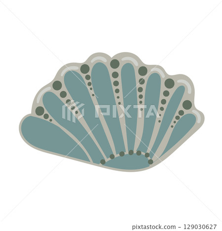 Vector illustration of a single colored sea shell on white background. Elegant drawing for coastal graphic compositions. 129030627
