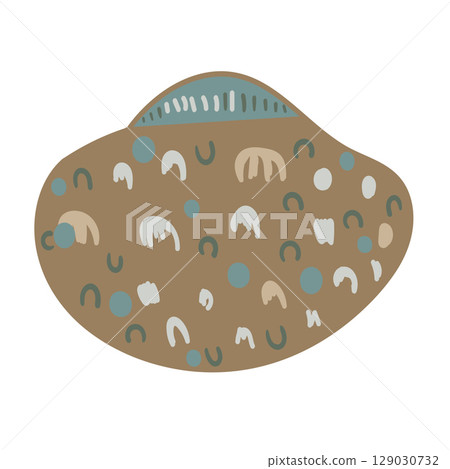 Vector illustration of a single colored sea shell on white background. Elegant drawing for coastal graphic compositions. 129030732