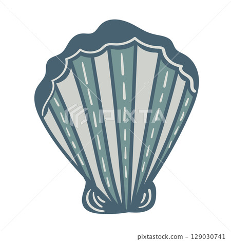 Vector illustration of a single colored sea shell on white background. Elegant drawing for coastal graphic compositions. Vector illustration of a single colored sea shell on white background. Elegant drawing for coastal graphic compositions. 129030741