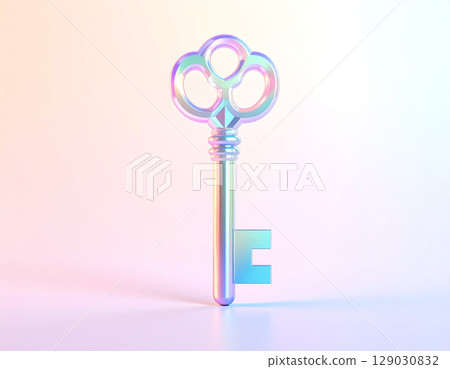 Illustration of a rainbow colored magic key 129030832