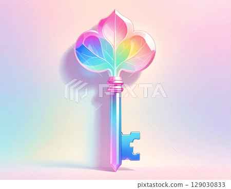 Illustration of a rainbow colored magic key 129030833
