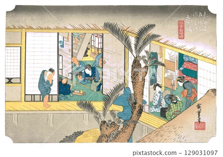 Hiroshige Utagawa, Fifty-three Stations of the Tokaido (Hoeido edition) #37 Akasaka Inn Guest House Hiroshige Utagawa, Fifty-three Stations of the Tokaido (Hoeido edition) #37 Akasaka Inn Guest House 129031097
