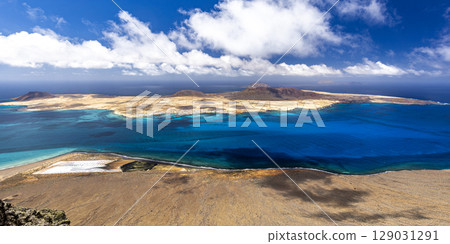 aerial view of la graciosa island canary, spain aerial view of la graciosa island canary, spain 129031291