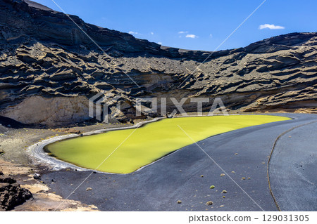 Charco de los Clicos Lanzarote green lagoon 129031305