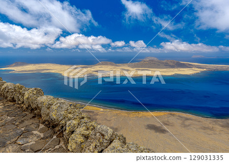 aerial view of la graciosa island Lanzarote Spain 129031335