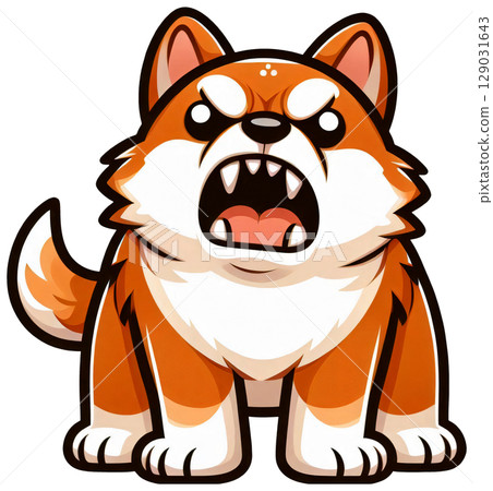 The dog was very fierce, barking and baring its fangs, ready to bite. 129031643