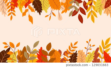 Autumn horizontal template with leaf frame 129031663