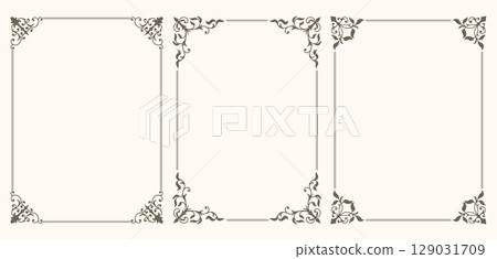 Set of frames with leaves and curls 129031709