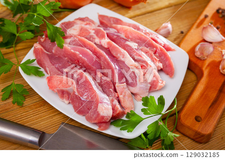 Raw turkey thigh ready for cooking Raw turkey thigh ready for cooking 129032185