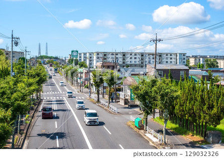Central street in a residential area (Sasagawa Danchi, Yokkaichi City, Mie Prefecture) Central street in a residential area (Sasagawa Danchi, Yokkaichi City, Mie Prefecture) 129032326