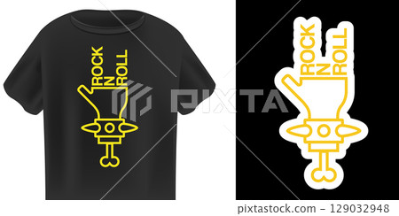Rock n Roll Hand Symbol Vector, White Heavy Metal Gesture with Studded Bracelet, Music Lifestyle Graphic, Concert Merch Design, Rebel Attitude, Black Background, Edgy Fashion Apparel Rock n Roll Hand Symbol Vector, White Heavy Metal Gesture with Studded Bracelet, Music Lifestyle Graphic, Concert Merch Design, Rebel Attitude, Black Background, Edgy Fashion Apparel 129032948