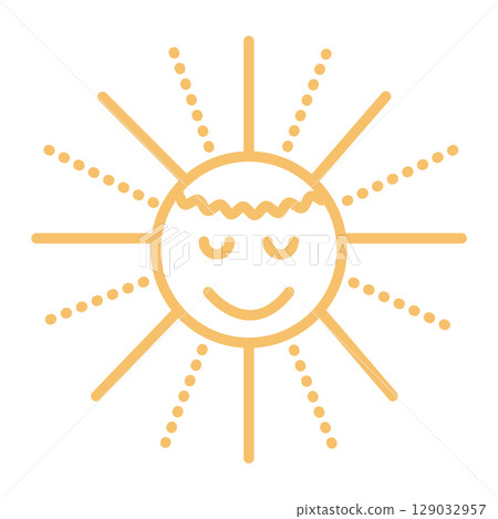 Yellow sun vector line icon, color sign of summer season 129032957
