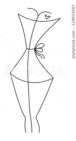 Simplified female figure, pictogram of woman body, black line illustration 129033087