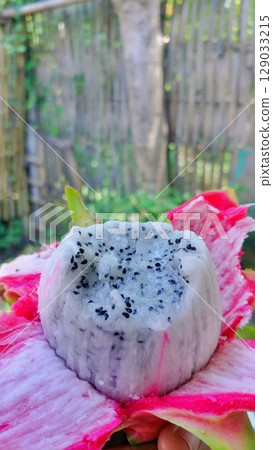 Unveiled White Dragon Fruit Ready to Be Enjoyed. 129033215