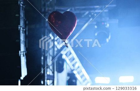Red Heart Balloon Soars At Music Concert Red Heart Balloon Soars At Music Concert 129033316