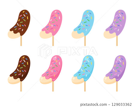 Cute chocolate banana illustration material set 129033362