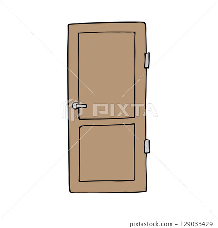 Vector hand drawn sketch doodle colored door 129033429