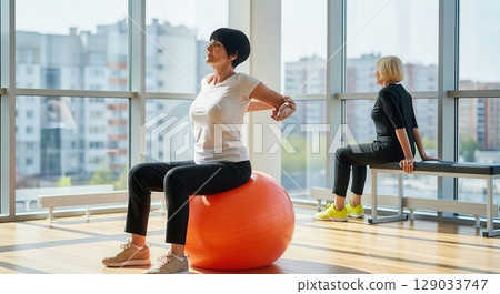 Women Exercising in a Modern Gym - AI-generated image 129033747
