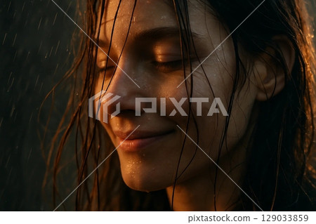 Photorealistic Macro Close-Up of Human Face with Shallow Depth of Field Photorealistic Macro Close-Up of Human Face with Shallow Depth of Field 129033859