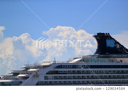Large cruise ship at anchor (Tokyo International Cruise Terminal) 129034584