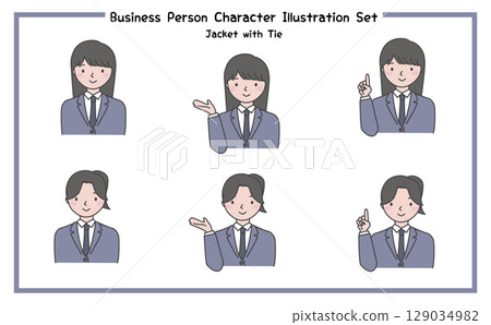商務人士西裝插畫集 2-5(夾克和領帶) 商務人士西裝插畫集 2-5(夾克和領帶) 129034982