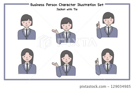 Business people in suits illustration set 2-1 (jacket & tie) Business people in suits illustration set 2-1 (jacket & tie) 129034985