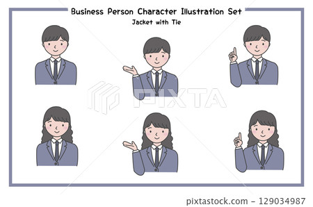 Business people in suits illustration set 2-2 (jacket & tie) Business people in suits illustration set 2-2 (jacket & tie) 129034987