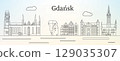 Gfansk city skyline - line art vector illustration 129035307