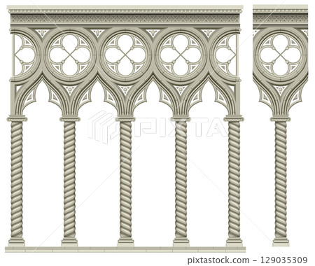 Stone old antique gothic arch Stone old antique gothic arch 129035309