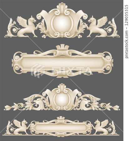 Classic architectural facade old decor Classic architectural facade old decor 129035315