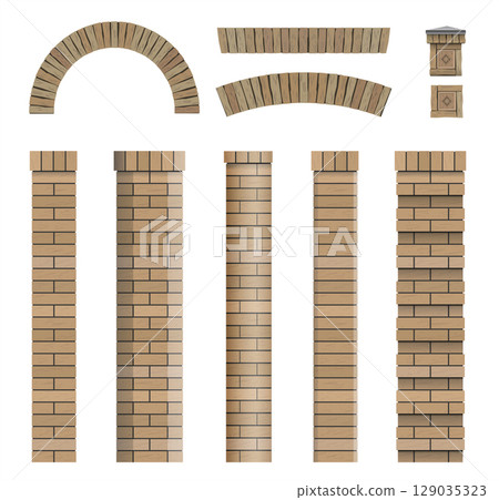 Set of textures of brick classical columns 129035323
