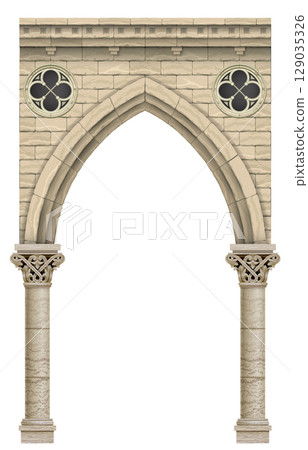 Stone old antique gothic arch Stone old antique gothic arch 129035326