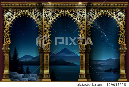 Wallpaper night arcade of the eastern palace Wallpaper night arcade of the eastern palace 129035328