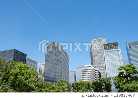 Skyscrapers seen from the Imperial Palace Plaza 129035467
