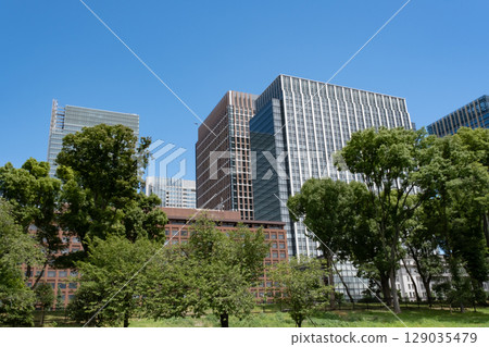 Skyscrapers seen from the Imperial Palace Plaza 129035479