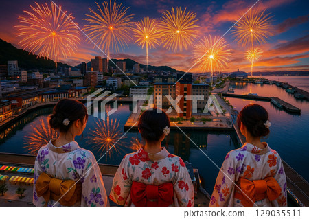 從門司港懷舊展望室欣賞門司港煙火 129035511