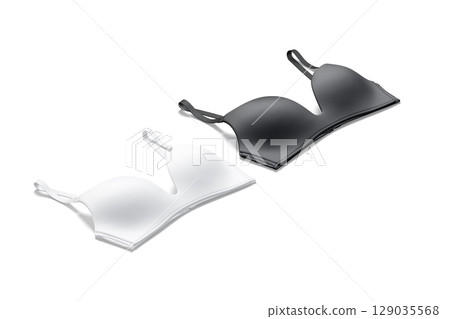 Blank black and white wireless bra mockup, side view Blank black and white wireless bra mockup, side view 129035568