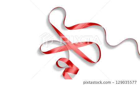 Blank red satin ribbon mockup, top view Blank red satin ribbon mockup, top view 129035577