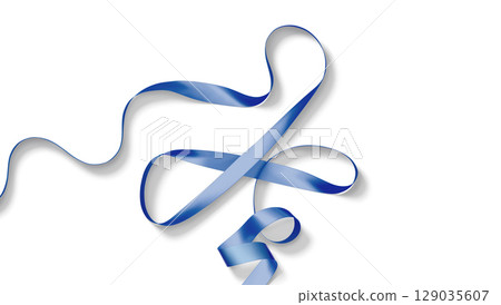 Blank blue satin ribbon mockup, top view Blank blue satin ribbon mockup, top view 129035607